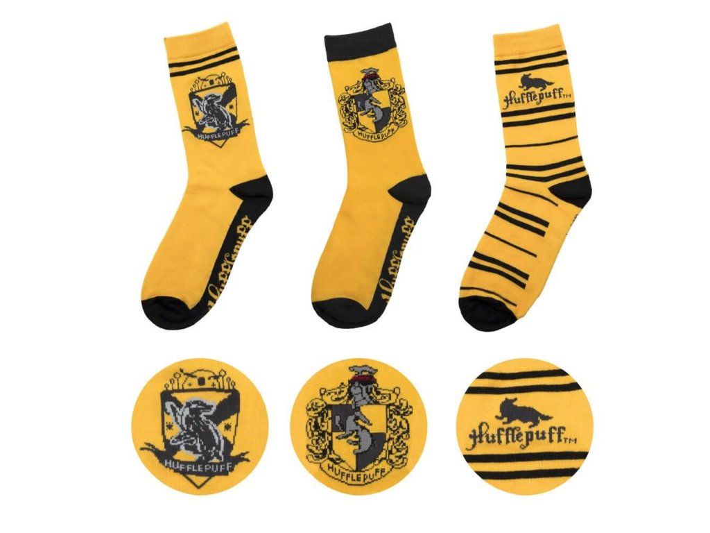 Harry Potter Ponožky Bifľomor vysoké set 3 párov - žlté a čierne | Svetkuziel.sk